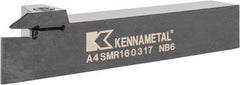 Kennametal - External Thread, 0.67" Max Depth of Cut, 3mm Min Groove Width, 152.4mm OAL, Right Hand Indexable Grooving Cutoff Toolholder - 25.4mm Shank Height x 25.4mm Shank Width, A4..03.. Insert Style, A4SM Toolholder Style, Series A4 - Caliber Tooling