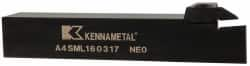 Kennametal - External Thread, 0.67" Max Depth of Cut, 3mm Min Groove Width, 152.4mm OAL, Left Hand Indexable Grooving Cutoff Toolholder - 25.4mm Shank Height x 25.4mm Shank Width, A4..03.. Insert Style, A4SM Toolholder Style, Series A4 - Caliber Tooling