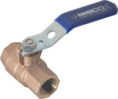 NIBCO - 1/2" Pipe, Full Port, Bronze Standard Ball Valve - 2 Piece, Inline - One Way Flow, FNPT x FNPT Ends, Lever Handle, 600 WOG, 150 WSP - Caliber Tooling