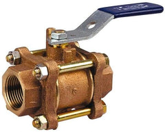 NIBCO - 2-1/2" Pipe, Full Port, Bronze Standard Ball Valve - 3 Piece, Inline - One Way Flow, FNPT x FNPT Ends, Locking Lever Handle, 600 WOG, 150 WSP - Caliber Tooling