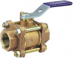 NIBCO - 2" Pipe, Full Port, Bronze Standard Ball Valve - 3 Piece, Inline - One Way Flow, FNPT x FNPT Ends, Lever Handle, 600 WOG, 150 WSP - Caliber Tooling