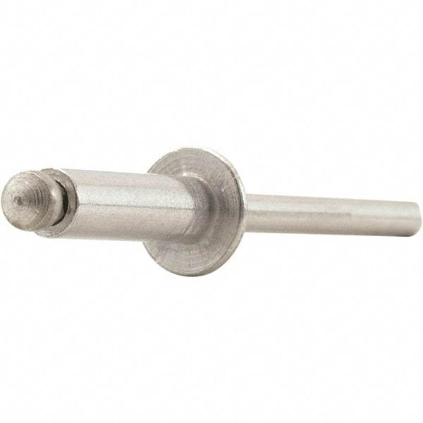 STANLEY Engineered Fastening - Size 6 Dome Head Aluminum Open End Blind Rivet - Aluminum Mandrel, 0.062" to 1/8" Grip, 3/16" Head Diam, 0.192" to 0.196" Hole Diam, 0.116" Body Diam - Caliber Tooling