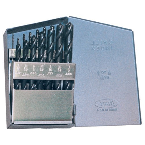 ‎1/16-1/2 RHS / RHC HSS 118 Degree Radial Point General Purpose Jobber Lengh Drill Set - Steam Oxide - Exact Industrial Supply