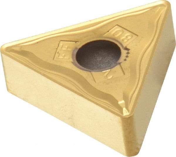 Kennametal - TNMG332 FF Grade KT315 Cermet Turning Insert - TiN/TiCN/TiN Finish, 60° Triangle, 3/8" Inscr Circle, 3/16" Thick, 1/32" Corner Radius - Caliber Tooling