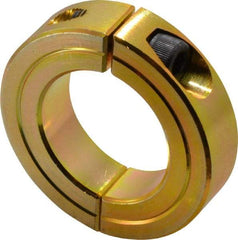 Climax Metal Products - 1-1/4" Bore, Steel, Two Piece Clamping Shaft Collar - 2-1/16" Outside Diam, 1/2" Wide - Caliber Tooling