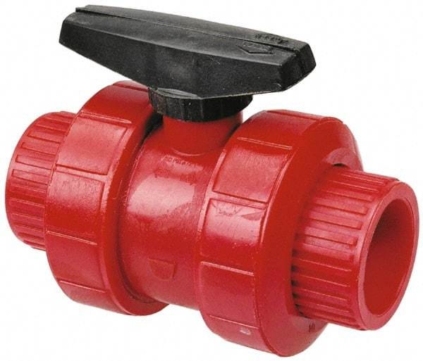 NIBCO - 2" Pipe, Full Port, PVDF True Union Design Ball Valve - 1 Piece, Inline - One Way Flow, FNPT x FNPT Ends, Wedge Handle, 150 WOG - Caliber Tooling