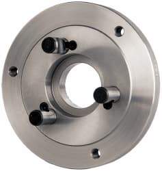 Buck Chuck Company - Adapter Back Plate for 6" Diam Self Centering Lathe Chucks - D1-4 Mount, 1.8" Through Hole Diam, 4.906mm ID, 6-1/2" OD, 0.714" Flange Height, Steel - Caliber Tooling