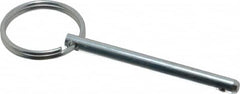 Gibraltar - 3/16" Pin Diam, 2" Long, Zinc Plated Steel Ball Lock Hitch Pin - 1-13/16" Usable Length - Caliber Tooling