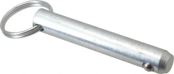 Gibraltar - 7/16" Pin Diam, 2-1/2" Long, Zinc Plated Steel Ball Lock Hitch Pin - 2-1/16" Usable Length - Caliber Tooling