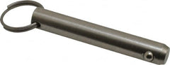 Gibraltar - 1/2" Pin Diam, 3" Long, Uncoated Stainless Steel Ball Lock Hitch Pin - 2-1/2" Usable Length - Caliber Tooling