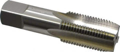 OSG - 1/2-14 NPS Thread, 4 Flute Standard Pipe Tap - 3-1/8" OAL, 1-3/8" Thread Length, 11/16" Shank Diam, Bright Finish, High Speed Steel - Exact Industrial Supply