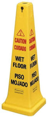 Rubbermaid - Caution - Wet Floor, 12-1/4" Wide x 36" High, Plastic Floor Sign - Cone, Black on Yellow, For Accident Prevention - Caliber Tooling