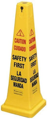 Rubbermaid - Caution - Safety First, 12-1/4" Wide x 36" High, Plastic Floor Sign - Cone, Black on Yellow, For Accident Prevention - Caliber Tooling