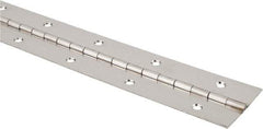 Made in USA - 24" Long x 2" Wide, 1/2" Knuckle, Stainless Steel Pol Sts Coating Continuous Hinge - 0.091" Pin Diam, 0.04" Thick with Holes - Caliber Tooling