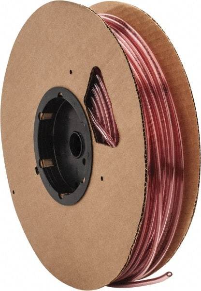 Parker - 1/8" ID x 1/4" OD, 1/16" Wall Thickness, 250' Long, Polyurethane Tube - Transparent Red, 125 Max psi, 90 - 95 Shore A Hardness, -40 to 180°F - Caliber Tooling