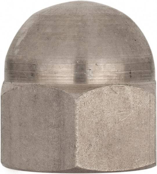 Value Collection - M18x2.5 Metric Coarse, 27mm Width Across Flats, Uncoated, Stainless Steel Acorn Nut - 32mm Overall Height, Austenitic A4, DIN 1587 - Caliber Tooling