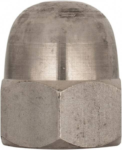 Value Collection - M22x2.5 Metric Coarse, 34mm Width Across Flats, Uncoated, Stainless Steel Acorn Nut - 39mm Overall Height, Austenitic A4, DIN 1587 - Caliber Tooling