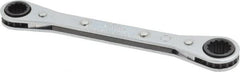 Proto - 3/8" x 7/16" 12 Point Reversible Ratcheting Box Wrench - Double End, 1-5/8" Head Diam x 1/2" Head Thickness, 5-1/2" OAL, Steel, Chrome Finish - Caliber Tooling