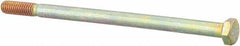 Made in USA - 5/16-18 UNC, 5-1/2" Length Under Head Hex Head Cap Screw - Partially Threaded, Grade 8 Alloy Steel, Zinc Yellow Dichromate Finish, 1/2" Hex - Caliber Tooling