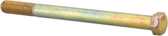 Made in USA - 7/16-14 UNC, 5-1/2" Length Under Head Hex Head Cap Screw - Partially Threaded, Grade 8 Alloy Steel, Zinc Yellow Dichromate Finish, 5/8" Hex - Caliber Tooling