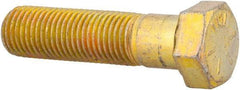 Made in USA - 7/16-20 UNF, 1-3/4" Length Under Head Hex Head Cap Screw - Partially Threaded, Grade 8 Alloy Steel, Zinc Yellow Dichromate Finish, 5/8" Hex - Caliber Tooling