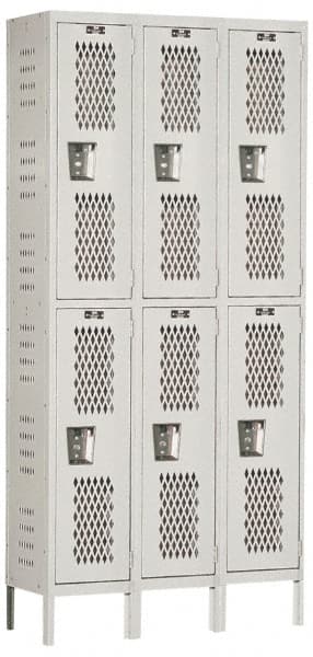 Hallowell - 6 Door, 2 Tier, Heavy-Duty Ventilated Wardrobe & Box Lockers - Caliber Tooling