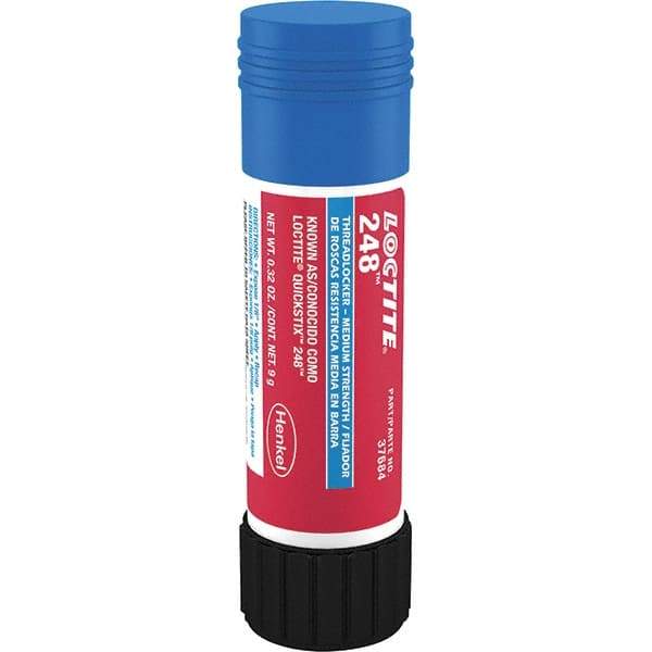 Loctite - 9 g Stick, Blue, Medium Strength Semisolid Threadlocker - Series 248, 24 hr Full Cure Time, Hand Tool, Heat Removal - Caliber Tooling