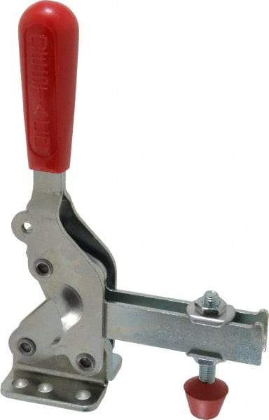 De-Sta-Co - 1,000 Lb Holding Capacity, Vertical Handle, Manual Hold Down Toggle Clamp - 64° Handle Movement, 76° Bar Opening, U-Bar, Flanged Base, Electro-Plated Zinc, Carbon Steel - Caliber Tooling