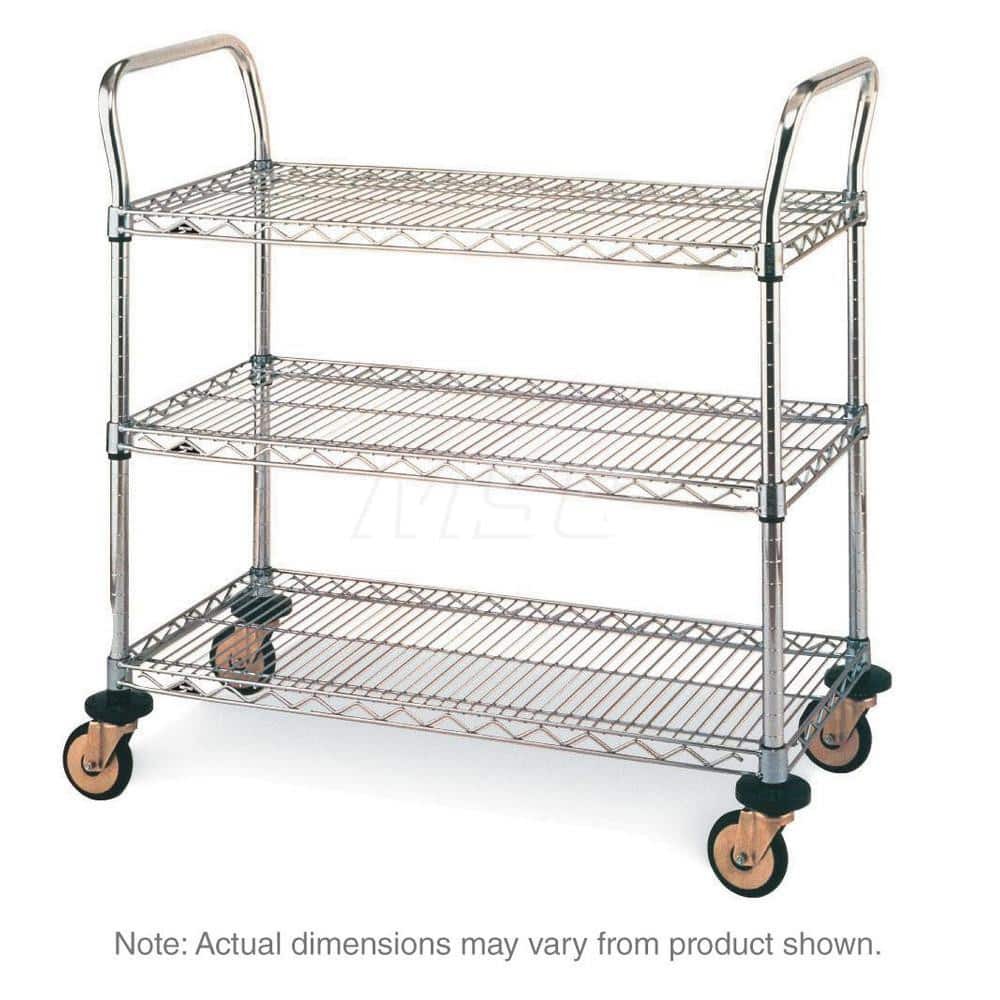 Metro - Carts; Type: Utility ; Load Capacity (Lb.): 375.000 ; Number of Shelves: 3 ; Width (Inch): 18 ; Length (Inch): 30 ; Height (Inch): 38 - Exact Industrial Supply