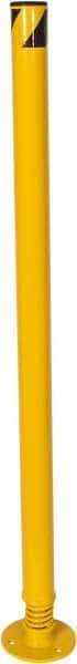 Vestil - 2-1/2" Diam x 42" High, Yellow Steel Spring Bollard - 6" Wide x 6" Long Mounting Plate, 19 Lb - Caliber Tooling