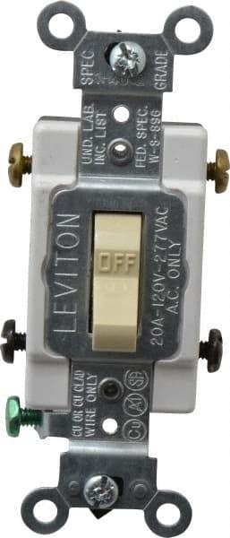 Leviton - 2 Pole, 120 to 277 VAC, 20 Amp, Commercial Grade, Toggle, Wall and Dimmer Light Switch - 1.31 Inch Wide x 4.06 Inch High - Caliber Tooling