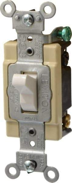 Leviton - 4 Pole, 120 to 277 VAC, 20 Amp, Commercial Grade, Toggle, Wall and Dimmer Light Switch - 1.31 Inch Wide x 4.06 Inch High - Caliber Tooling