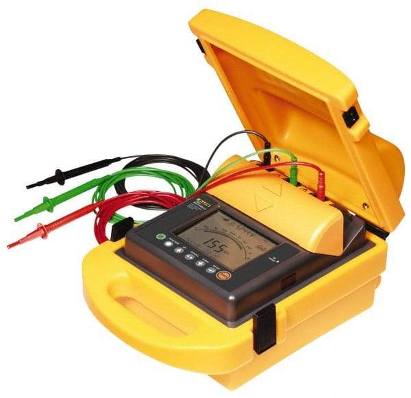 Fluke - Digital LCD Display, 2,000,000 Megohm Electrical Insulation Resistance Tester & Megohmmeter - 5,000 VDC Max Test Voltage, Powered by 12V Lead-Acid Battery - Caliber Tooling