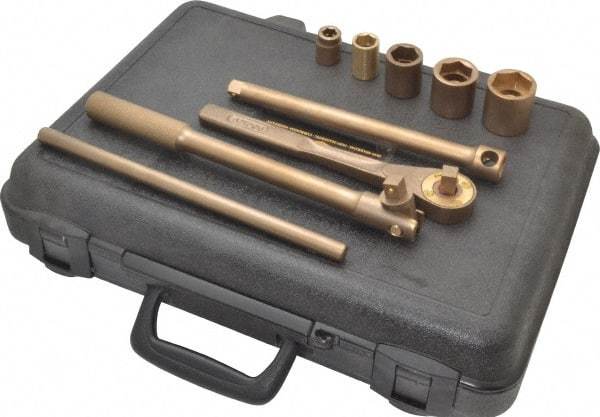 Ampco - 9 Piece 1/2" Drive Socket Set - 6 Points, 1/2" to 1-1/4" Range, Inch Measurement Standard - Caliber Tooling