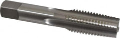 OSG - 1-8 UNC 3B 4 Flute Bright Finish High Speed Steel Straight Flute Standard Hand Tap - Taper, Right Hand Thread, 5-1/8" OAL, 2-1/2" Thread Length, H4 Limit, Oversize - Exact Industrial Supply