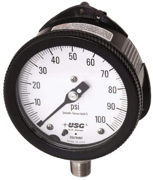 Ametek - 6" Dial, 1/2 Thread, 0-160 Scale Range, Pressure Gauge - Lower Back Connection Mount, Accurate to 0.5% of Scale - Caliber Tooling