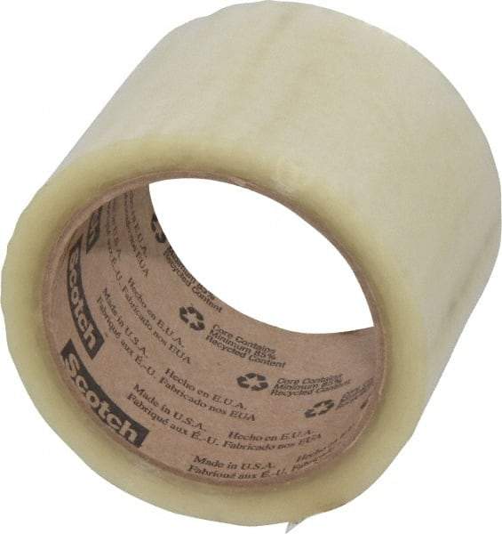 3M - 3" x 55 Yd Clear Rubber Adhesive Sealing Tape - Polypropylene Film Backing, 1.9 mil Thick, 44 Lb Tensile Strength, Series 371 - Caliber Tooling