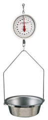 Detecto - 40 Lb. Capacity, 8 Inch Dial Hanging Scale with Stainless Steel Round Pan - 20 Lbs. Graduation, 2 Revolutions - Caliber Tooling