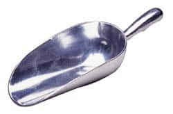 VOLLRATH - 24 oz Silver Cast Aluminum Round Bottom Scoop - 4" Wide Bowl, 3.4" Handle Length, 10.8" OAL - Caliber Tooling