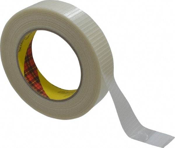 3M - 1" x 55 Yd Clear Rubber Adhesive Packaging Tape - Polypropylene Film Backing, 5.7 mil Thick, 150 Lb Tensile Strength, Series 8959 - Caliber Tooling