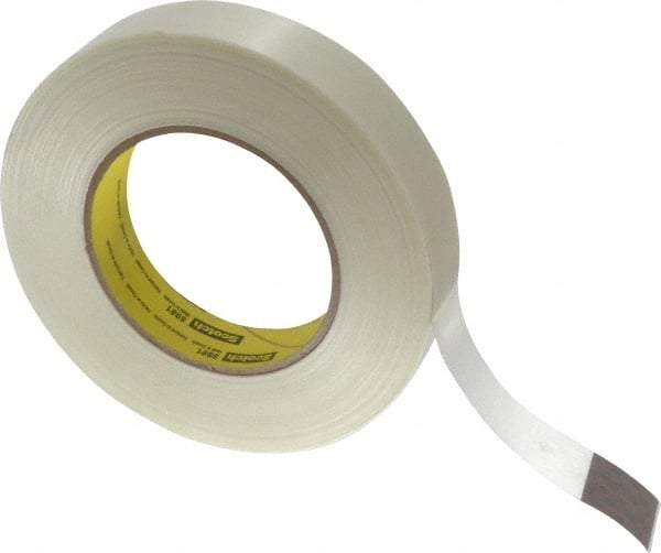 3M - 1" x 60 Yd Clear Rubber Adhesive Packaging Tape - Polypropylene Film Backing, 6.6 mil Thick, 380 Lb Tensile Strength, Series 8981 - Caliber Tooling