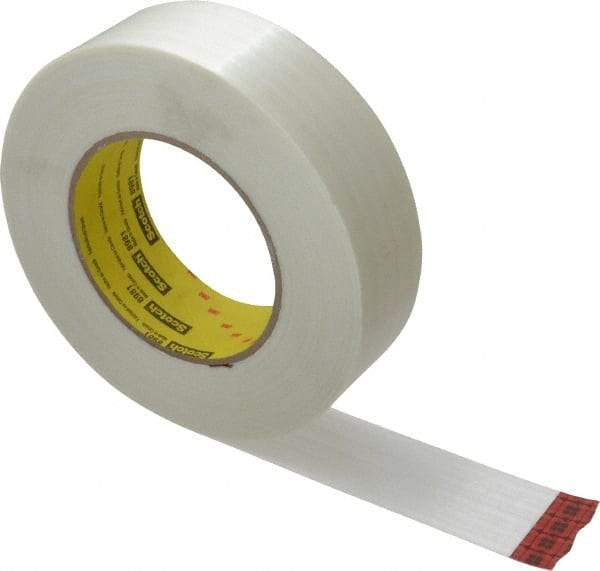 3M - 1-1/2" x 60 Yd Clear Rubber Adhesive Packaging Tape - Polypropylene Film Backing, 6.6 mil Thick, 380 Lb Tensile Strength, Series 8981 - Caliber Tooling