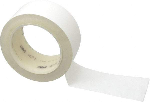 3M - White Solid Color Vinyl Tape - 2" Wide x 108' Long x 5.2 mil Thick, General Traffic - Caliber Tooling