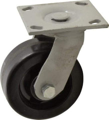 Fairbanks - 5" Diam x 2" Wide, Phenolic Swivel Caster - 1,000 Lb Capacity, Top Plate Mount, 4" x 4-1/2" Plate, Plain Bearing - Caliber Tooling