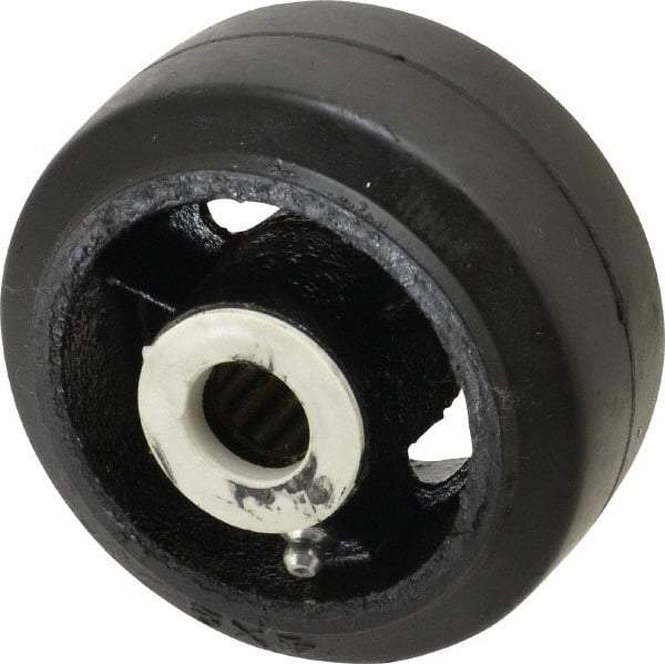 Fairbanks - 4 Inch Diameter x 2 Inch Wide, Rubber Caster Wheel - 300 Lb. Capacity, 2-3/16 Inch Hub Length, 3/4 Inch Axle Diameter, Roller Bearing - Caliber Tooling