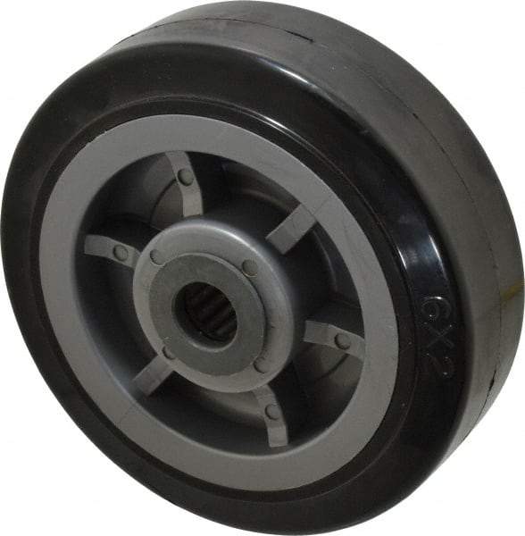 Fairbanks - 6 Inch Diameter x 2 Inch Wide, Rubber Caster Wheel - 500 Lb. Capacity, 2-3/16 Inch Hub Length, 3/4 Inch Axle Diameter, Roller Bearing - Caliber Tooling