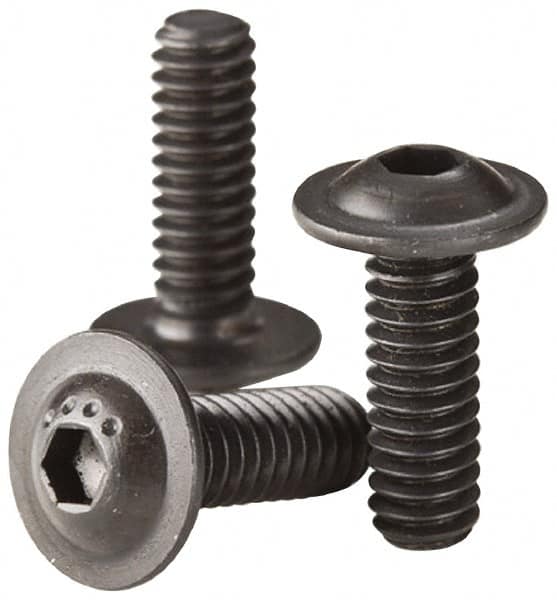 Made in USA - 3/8-16 UNC Hex Socket Drive, Button Screw - Alloy Steel, Black Oxide Finish, Fully Threaded, 1/2" Length Under Head - Caliber Tooling