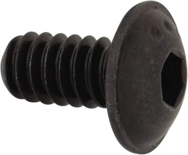 Made in USA - #10-24 UNC Hex Socket Drive, Button Screw - Alloy Steel, Black Oxide Finish, Fully Threaded, 3/8" Length Under Head - Caliber Tooling