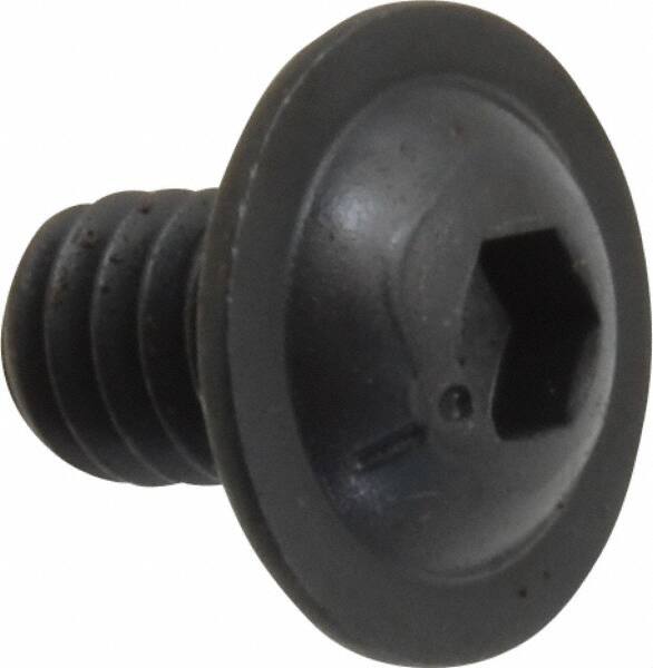 Made in USA - 1/4-20 UNC Hex Socket Drive, Button Screw - Alloy Steel, Black Oxide Finish, Fully Threaded, 3/8" Length Under Head - Caliber Tooling