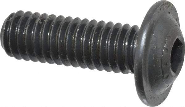 Made in USA - 5/16-18 UNC Hex Socket Drive, Button Screw - Alloy Steel, Black Oxide Finish, Fully Threaded, 1" Length Under Head - Caliber Tooling